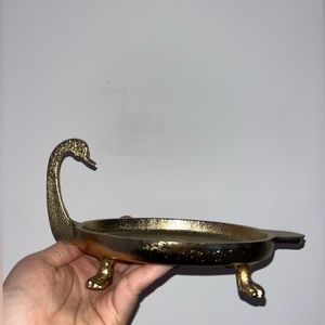 golden swan dish for keys, hair ties, hair clips, rings